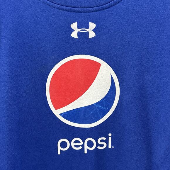 Under Armour Pepsi Sweatshirt Men’s Large Blue Fleece Loose ColdGear Pullover - Picture 2 of 8